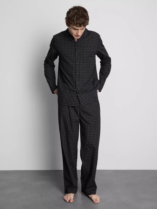 Lange geruite popeline pyjama's