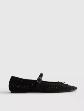 Lasergesneden Mary Jane-ballerina’s als platte schoenen