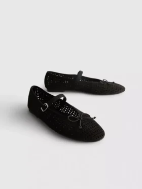 Lasergesneden Mary Jane-ballerina’s als platte schoenen