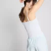 Loungetop met spaghettibandjes van katoenrijk pointelle