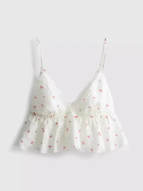 Luchtige bralette met kersenkleurige kanten rand
