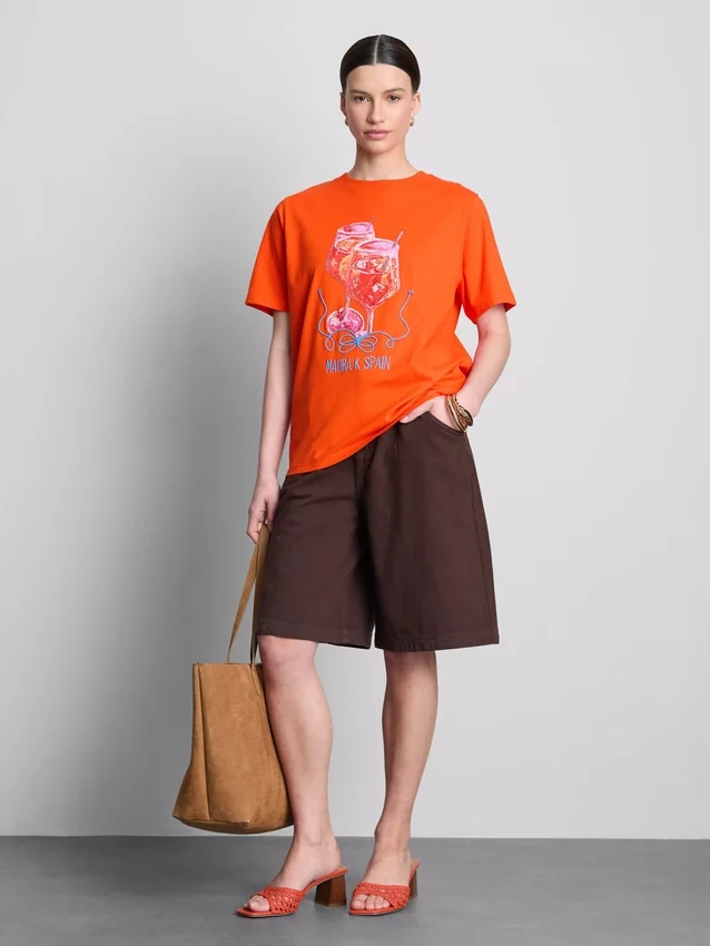 Maura K Spanje: T-shirt met grafische print en relaxte pasvorm