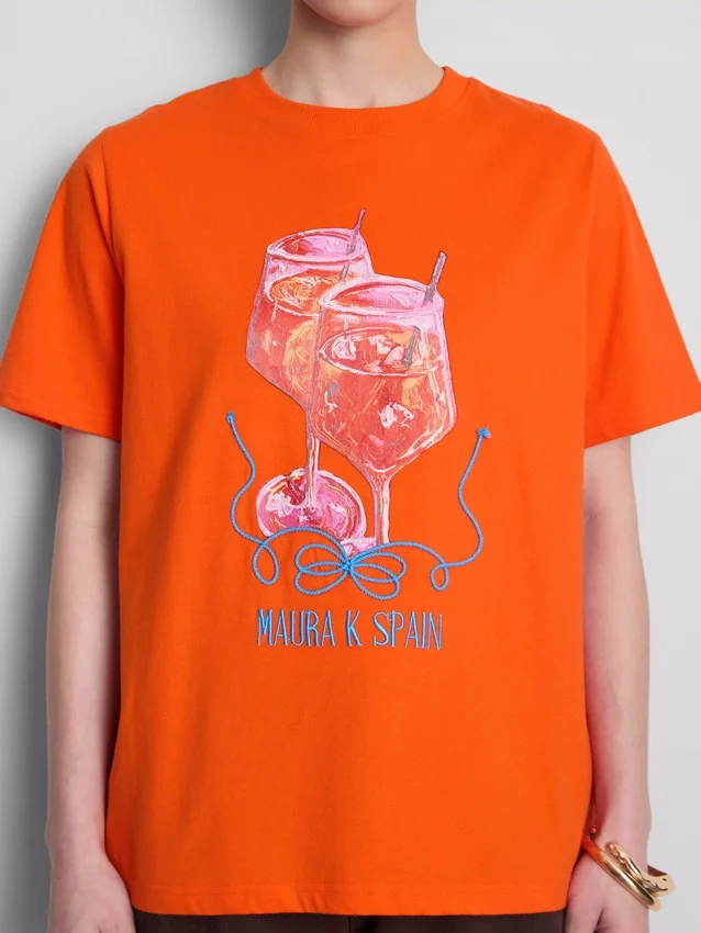 Maura K Spanje: T-shirt met grafische print en relaxte pasvorm
