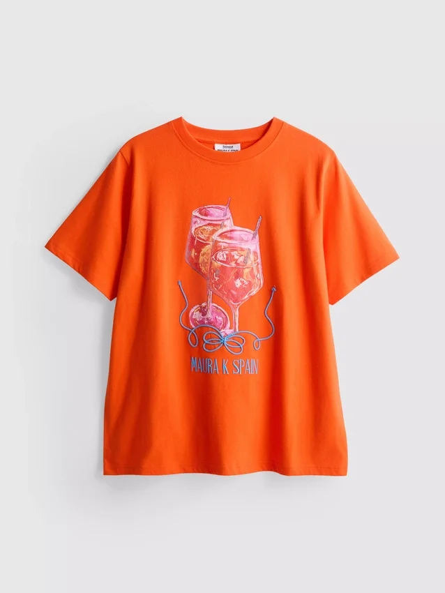 Maura K Spanje: T-shirt met grafische print en relaxte pasvorm