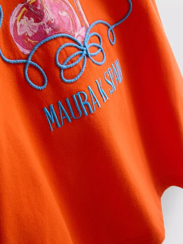 Maura K Spanje: T-shirt met grafische print en relaxte pasvorm