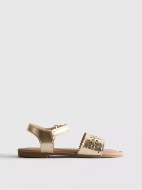 Metallic Sandalen mit lasergesnittenen Details