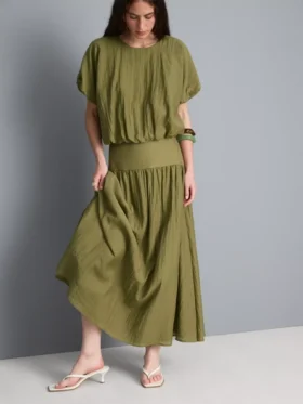 Midi-rok met lage taille