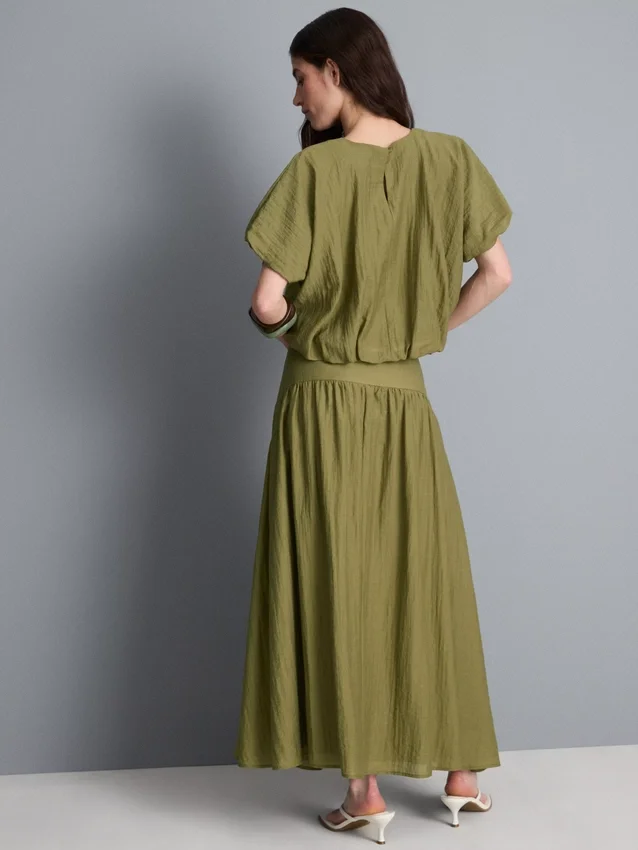 Midi-rok met lage taille