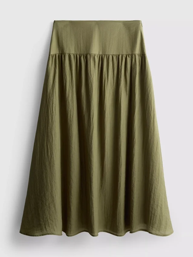 Midi-rok met lage taille