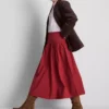 Midi-rok van katoen met lage taille