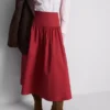 Midi-rok van katoen met lage taille