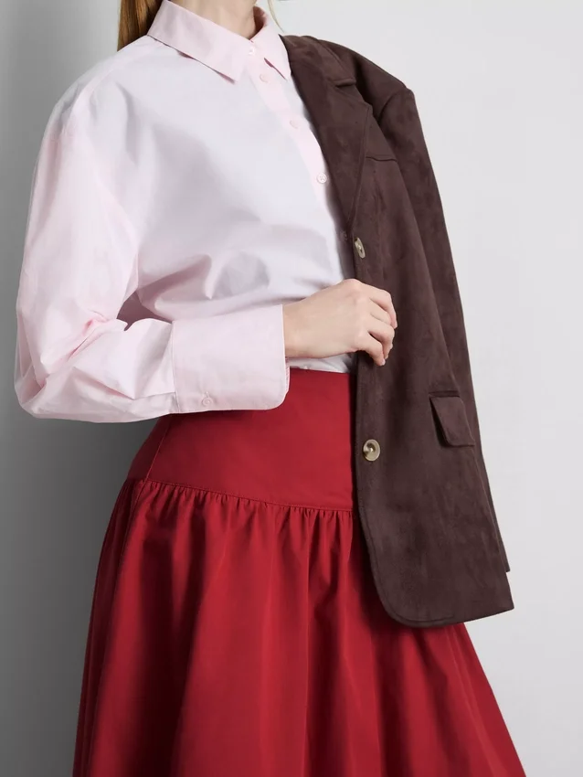 Midi-rok van katoen met lage taille