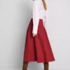Midi-rok van katoen met lage taille