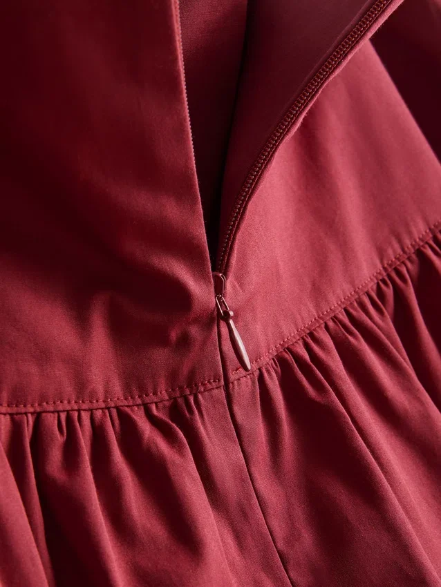 Midi-rok van katoen met lage taille