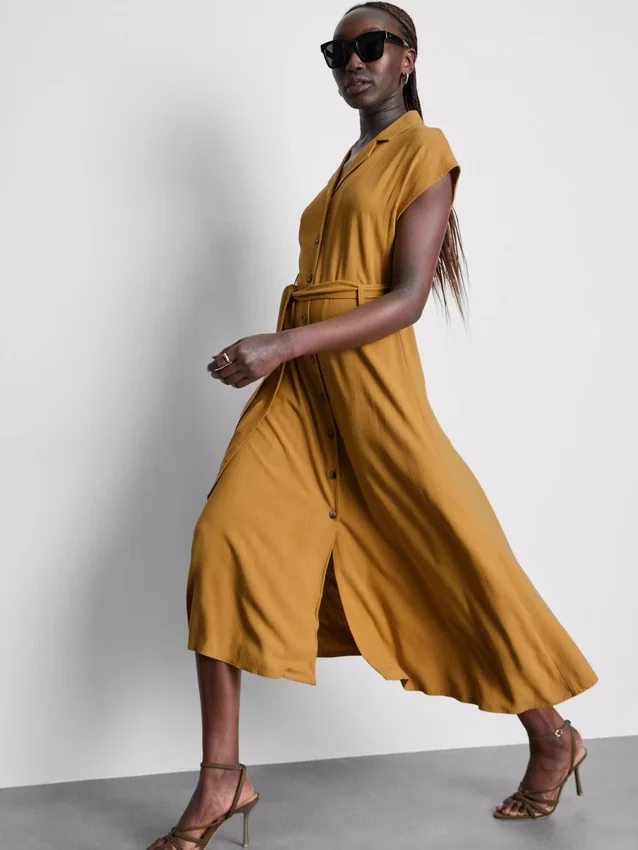 Midi-shirtjurk met korte mouwen