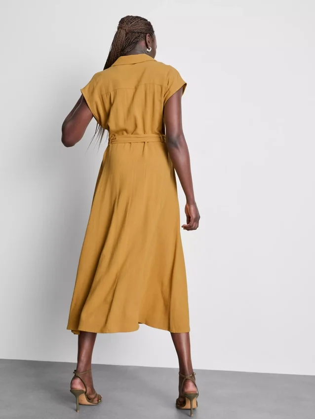 Midi-shirtjurk met korte mouwen