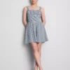 Mini-jurk met korset in gingham-motief