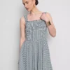 Mini-jurk met korset in gingham-motief