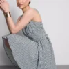 Mini-jurk met korset in gingham-motief