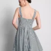 Mini-jurk met korset in gingham-motief