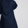 Mini-jurk van katoenen denim met pofmouwtjes