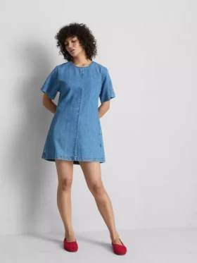 Mini-shiftjurk van katoenen denim