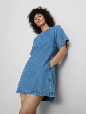 Mini-shiftjurk van katoenen denim