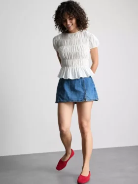 Mini-skort van katoenen denim