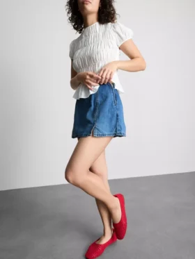 Mini-skort van katoenen denim