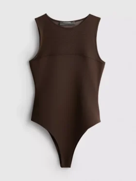Mouwloze bodysuit met mesh-inzetstuk