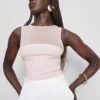 Mouwloze bodysuit met mesh-inzetstuk