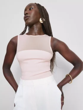 Mouwloze bodysuit met mesh-inzetstuk