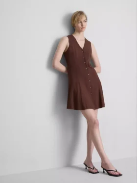 Mouwloze mini-jurk met V-hals