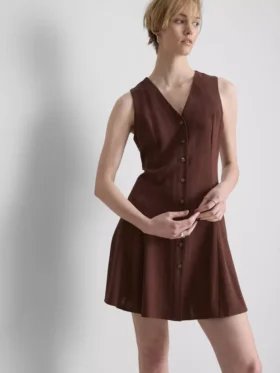 Mouwloze mini-jurk met V-hals