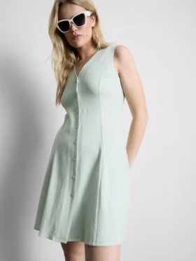 Mouwloze mini-jurk met V-hals