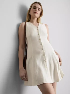 Mouwloze mini-jurk met V-hals