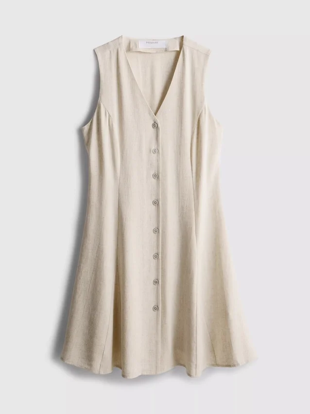 Mouwloze mini-jurk met V-hals