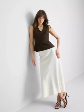 Mouwloze top met V-hals en peplum
