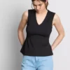 Mouwloze top met V-hals en peplum
