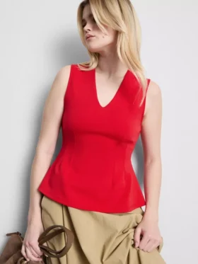 Mouwloze top met V-hals en peplum