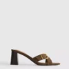 Mule-sandalen met blokhak en gesp