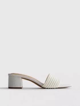 Mule-sandalen met blokhak en imitatieparels