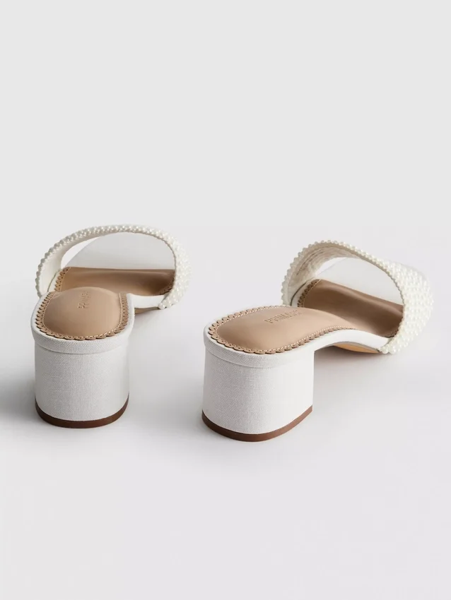 Mule-sandalen met blokhak en imitatieparels