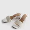 Mule-sandalen met blokhak en imitatieparels