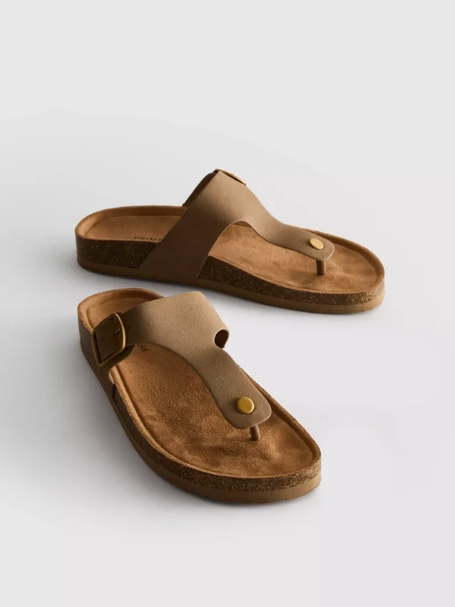 Mule-sandalen met T-band en gesp