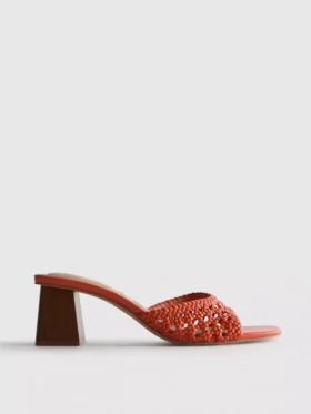 Mule-sandalen met vierkante neus en blokhak