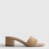 Mules met raffia blokhakken