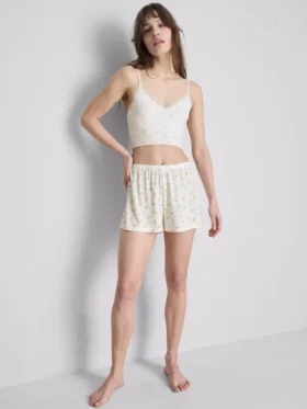 Naadloze bedrukte cropped pyjama-cami