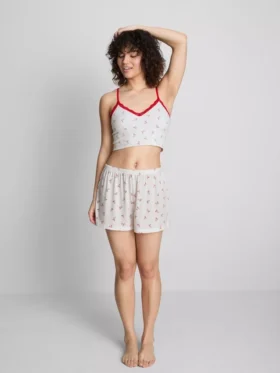 Naadloze bedrukte cropped pyjama-cami