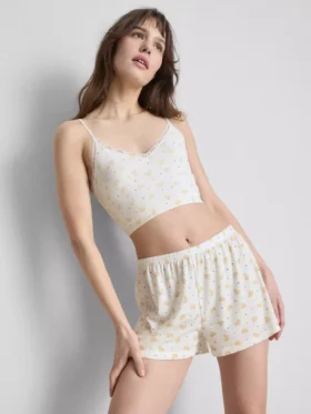 Naadloze bedrukte cropped pyjama-cami